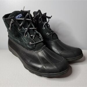 Sperry Syren Gulf Duck Boots Womens Size 10 Black Suede Lined Zip Up Booties